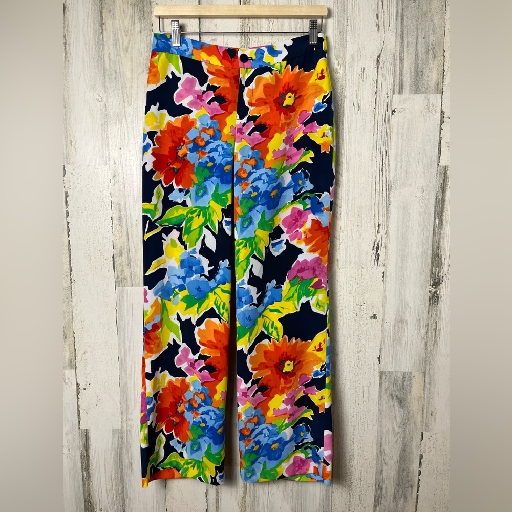 Ralph Lauren BRIGHT Watercolor Floral 4-Pkt Polyester Pants Wm's size 2P